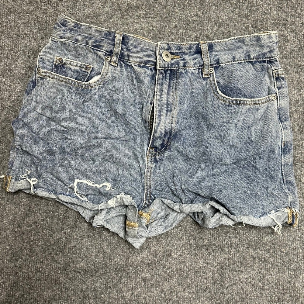 Factorie Denim Shorts Womens Size 10 Blue Distressed Cotton Raw Hem Casual Short